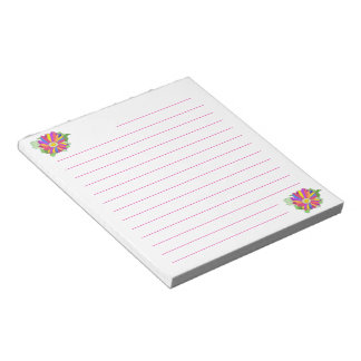 Färgglada blommor Rosa linjerade anteckningsblock