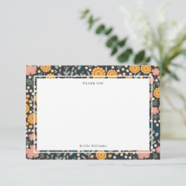 Färgglada blommor rosa orange modern tack kort