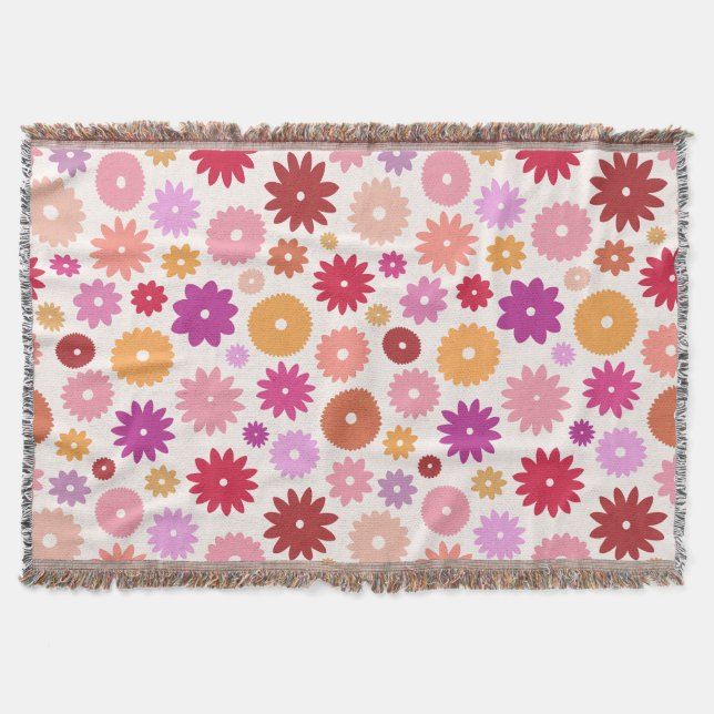 Färgglada Blommor Stor Mönster Filt (Framsidan)