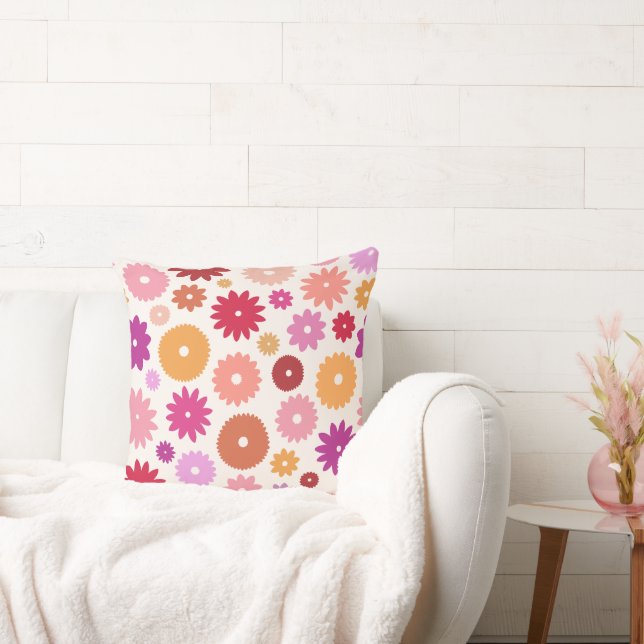 Färgglada Blommor Stor Mönster Kudde (Soffa)