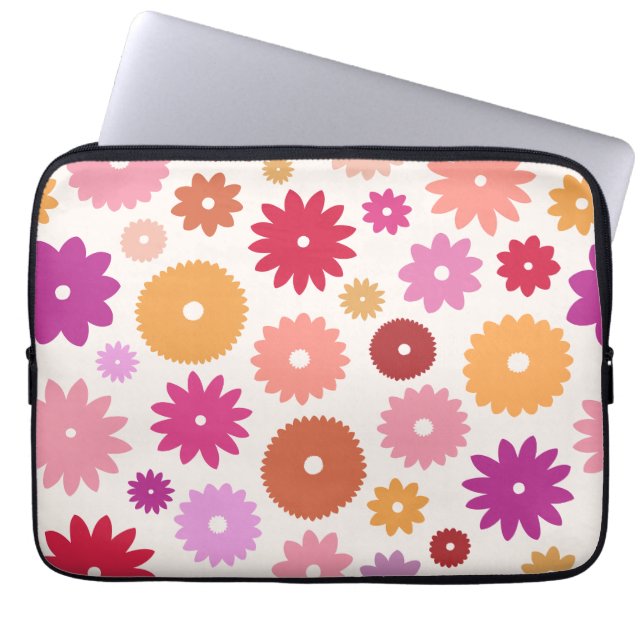 Färgglada Blommor Stor Mönster Laptop Fodral (Framsidan)