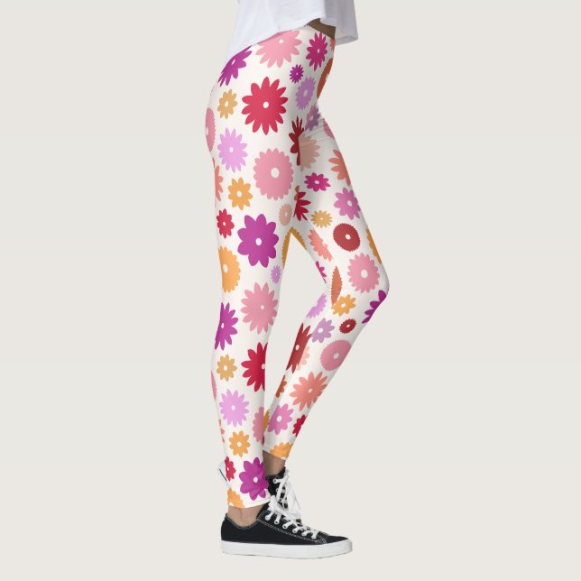 Färgglada Blommor Stor Mönster Leggings (Höger)