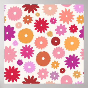 Färgglada Blommor Stor Mönster Poster