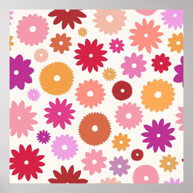 Färgglada Blommor Stor Mönster Poster (Framsidan)