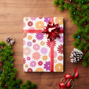Färgglada Blommor Stort Mönster Presentpapper