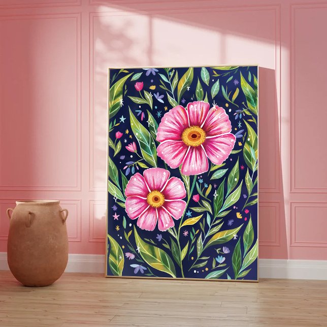 Färgglada Blommor Trädgård Botanisk Illustration Poster (Skapare uppladdad)