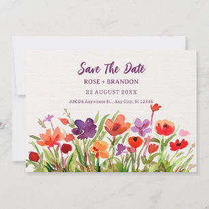 Färgglada blommor Trädgård vattenfärg baby shower Spara Datumet