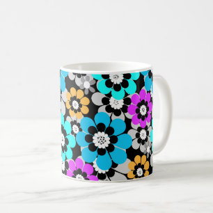 Färgglada blommor tusenskönor Blå Turkos Lila Kaffemugg