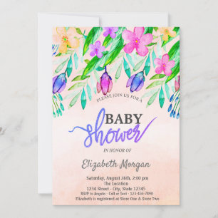 Färgglada Blommor Vår Bebis Shower Inbjudningar