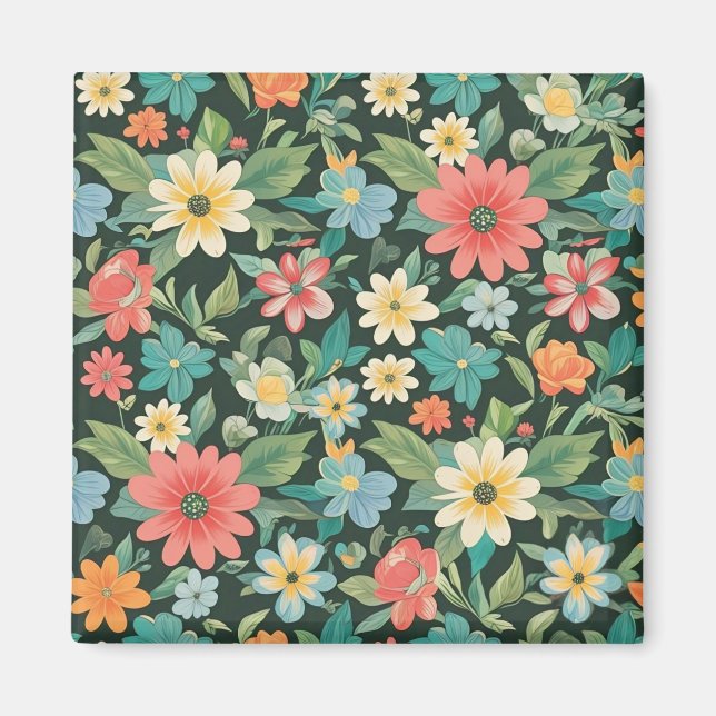 Färgglada blommor/vår magnet (Framsidan)