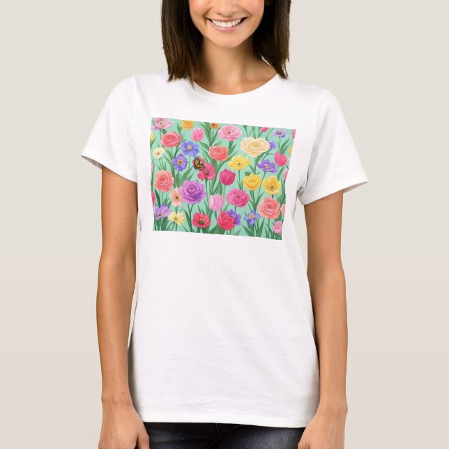 Färgglada Blommor/Vårros T Shirt (Framsida)