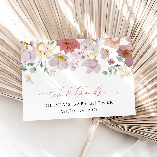 Färgglada blommor, vilda blommor, Boho, baby showe Tack Kort (Skapare uppladdad)