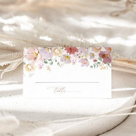 Färgglada blommor, vilda blommor, Boho, Bröllop Placeringskort