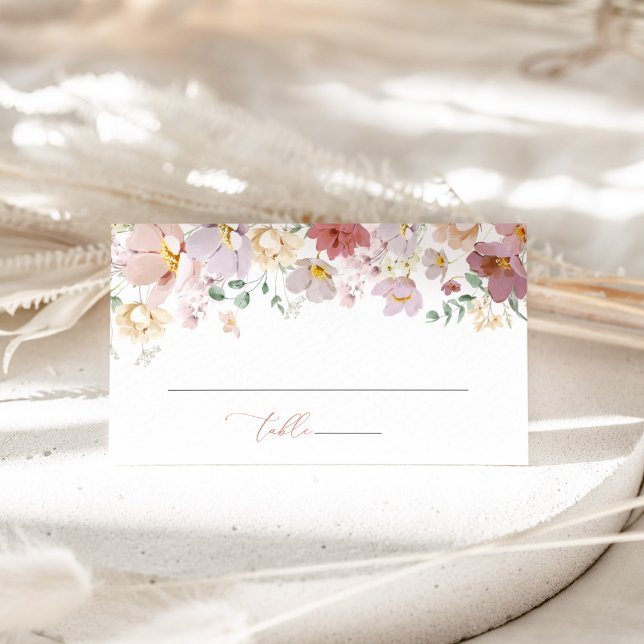 Färgglada blommor, vilda blommor, Boho, Bröllop Placeringskort (Skapare uppladdad)