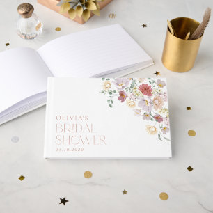 Färgglada blommor, vilda blommor, Boho, Bröllopsdu Gästböcker
