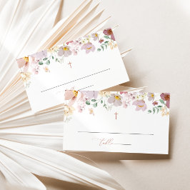 Färgglada blommor, vilda blommor, Boho, dop Placeringskort