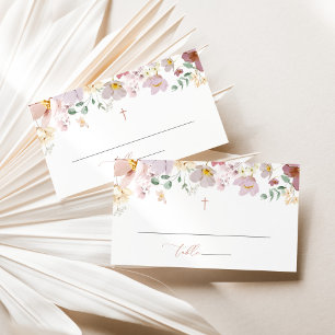 Färgglada blommor, vilda blommor, Boho, dop Placeringskort