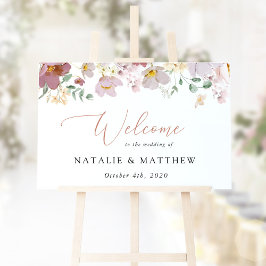 Färgglada blommor, vilda blommor, bröllop välkomme poster