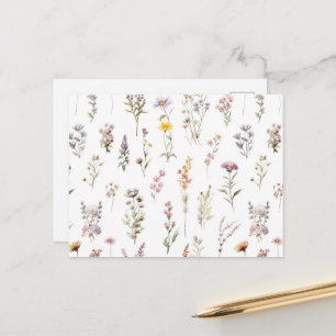Färgglada blommor, vilda blommor, trädgårdsblommor vykort