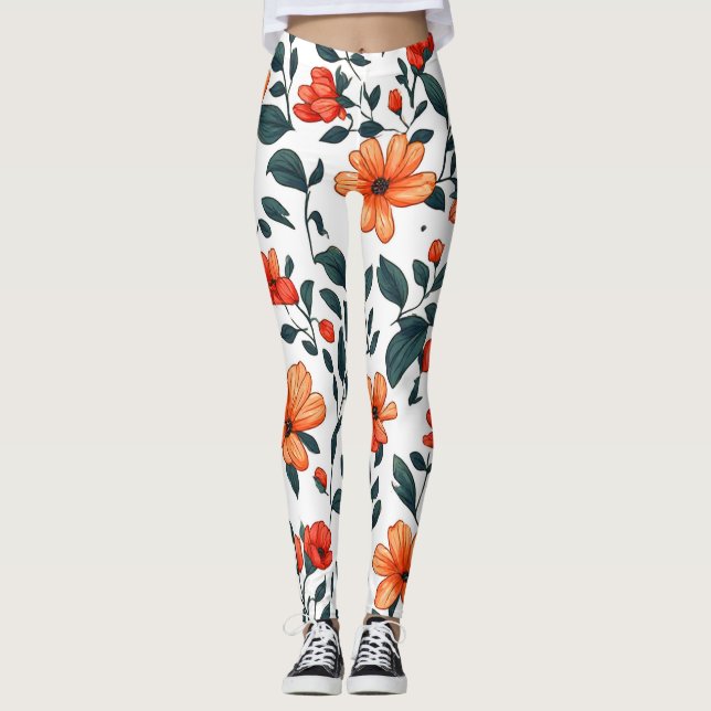 Färgglada blomster botaniska leggings (Framsida)