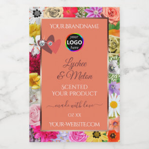 Färgglada blomsterlax produktetiketter Hjärtan Log Mat Etikett