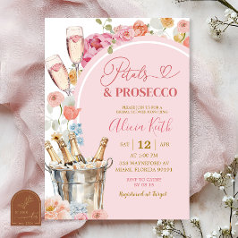 Färgglada blomstervåra kronblad och prosecco bröll inbjudningar