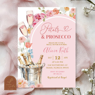 Färgglada blomstervåra kronblad och prosecco bröll inbjudningar