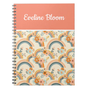 Färgglada Boho Blommor och Regnbågar Anteckningsbok