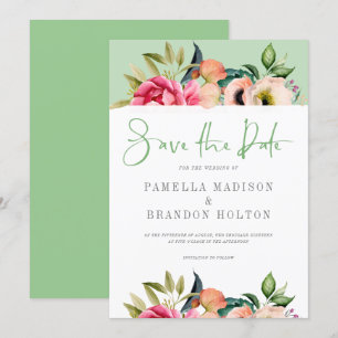 Färgglada boho-blommor Spara datum-typografi Inbjudningar