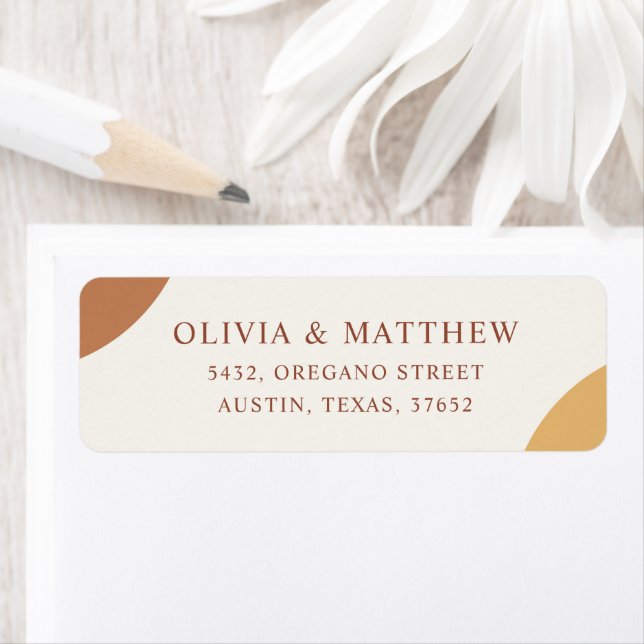 Färgglada Boho Terrakotta valv Returadress Etikett (Insitu)