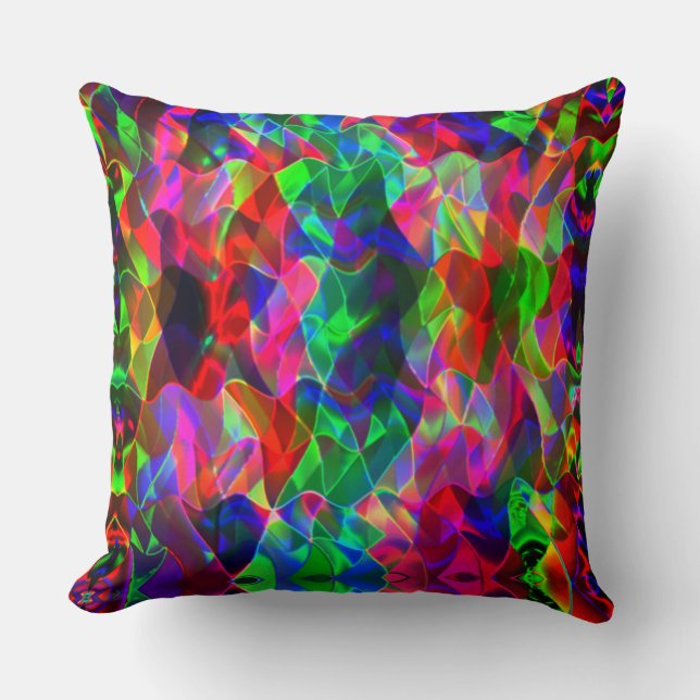 Färgglada böjda trianglar eller färgade vågor kudde (Framsida)