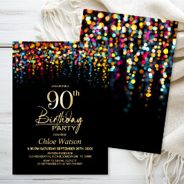 Färgglada Bokeh Festsalonger 90-årsfirande Inbjudningar