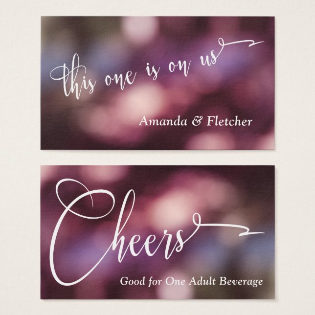 Färgglada Bokeh & Typografi Drinkbiljetter Visitkort (Framsida & baksida)