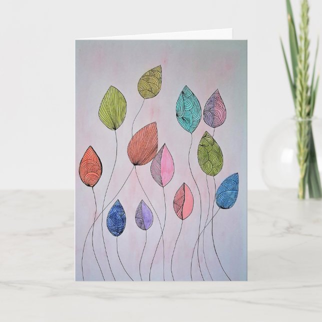 Färgglada botaniska blad kort (Framsida)