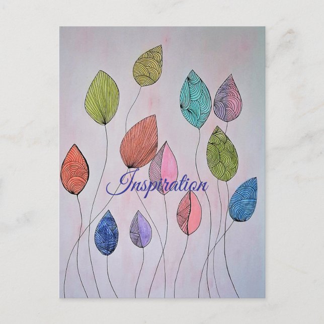 Färgglada botaniska blad vykort (Framsida)
