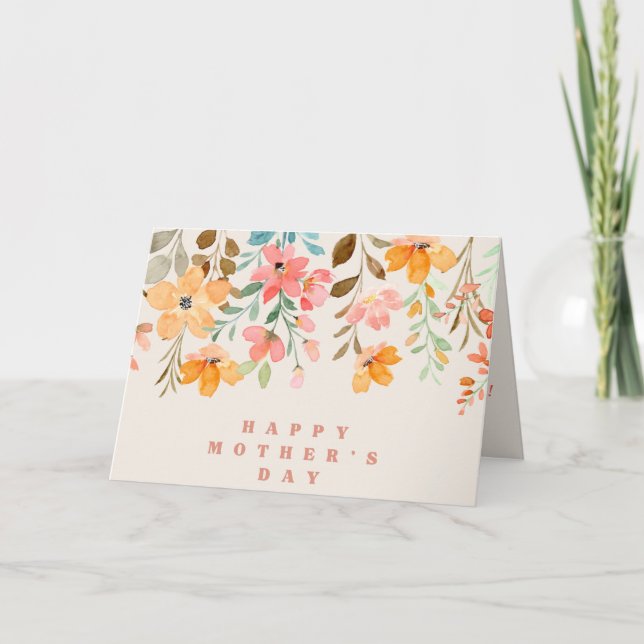 Färgglada Botaniska Blommor Mors Dag Helgkort (Framsida)