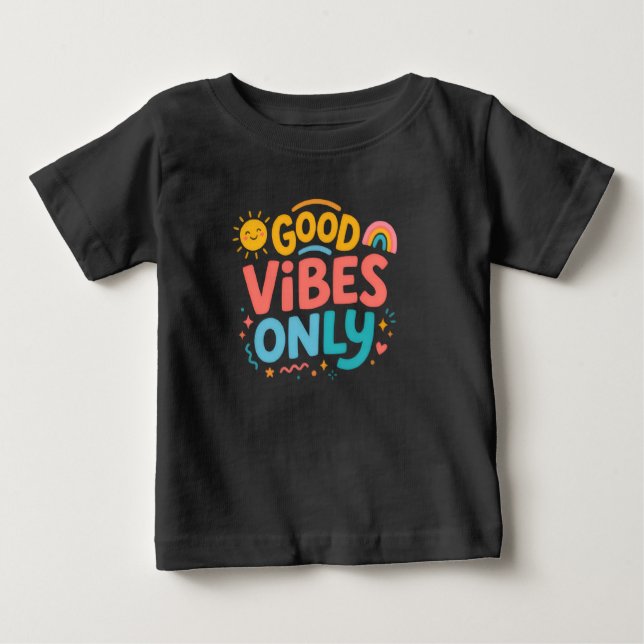 Färgglada bra vibrationer endast retro t-shirt för (Framsida)