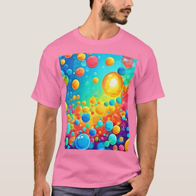 Färgglada bubblor Flytande Konst T Shirt (Framsida)