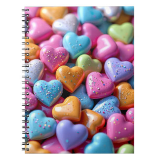 Färgglada Candy Love Hearts Anteckningsbok