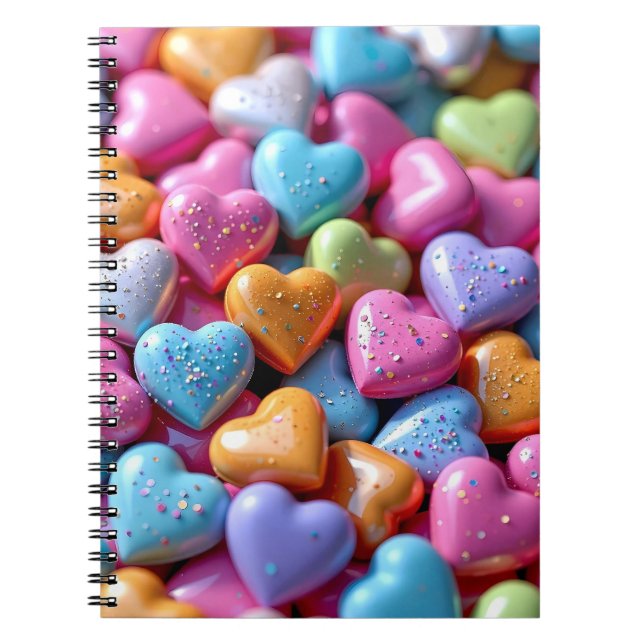 Färgglada Candy Love Hearts Anteckningsbok (Framsidan)