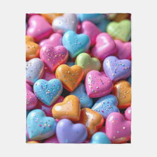 Färgglada Candy Love Hearts Fleecefilt