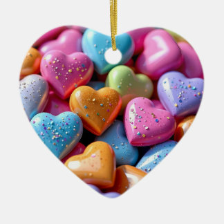 Färgglada Candy Love Hearts Julgransprydnad Keramik