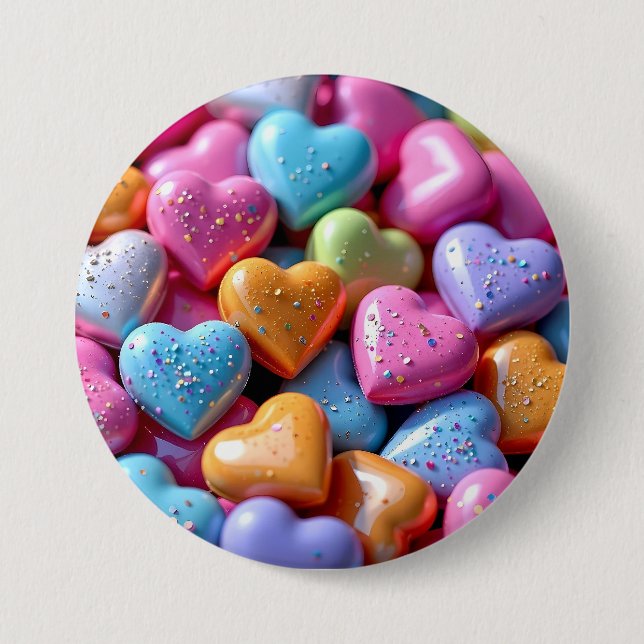 Färgglada Candy Love Hearts Knapp (Framsida)