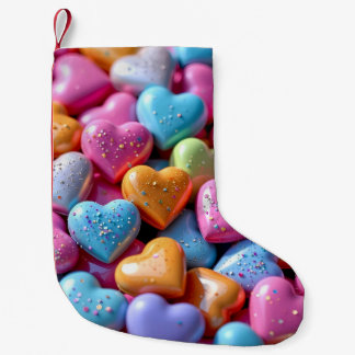 Färgglada Candy Love Hearts Liten Julstrumpa