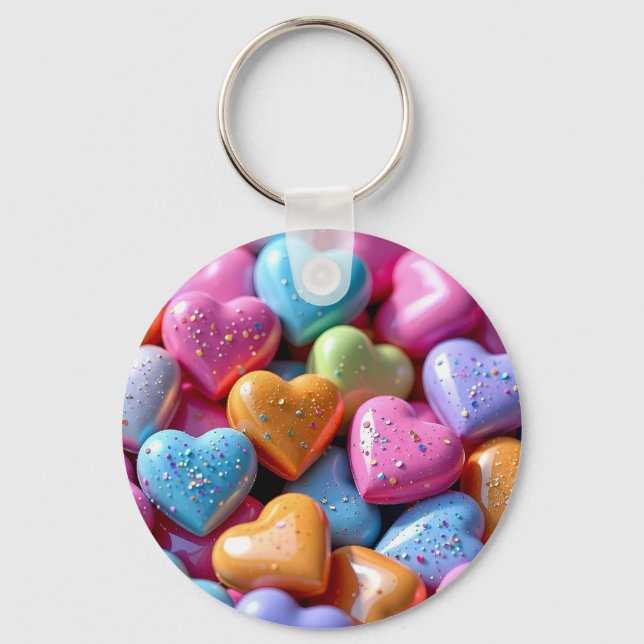 Färgglada Candy Love Hearts Nyckelring (Framsida)