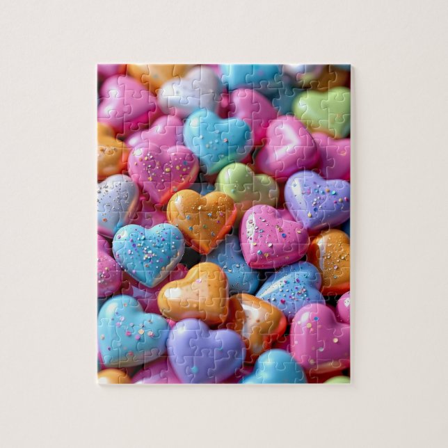 Färgglada Candy Love Hearts Pussel (Vertikal)