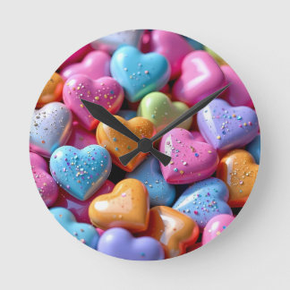 Färgglada Candy Love Hearts Rund Klocka