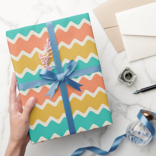 Färgglada Chevron Medelstora Ränder Presentpapper (Gifting)