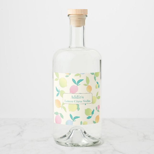 Färgglada citroner spritflaskor etikett (Framsida)