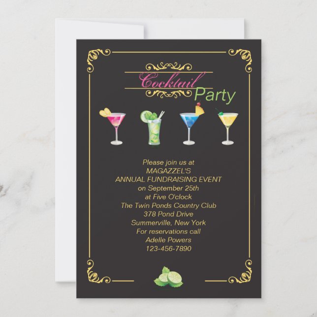 Färgglada Cocktail Inbjudan (Framsida)